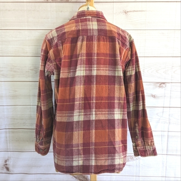 Carhartt Hubbard Cotton Flannel Button Down in Red and Orange Size Large - Picture 3 of 10